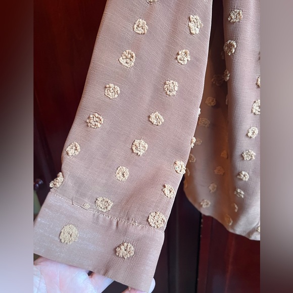 Tan button up blouses size large, never worn. - Picture 6 of 9